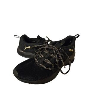 Puma Running Shoes Womens Black Gold Accent Lightweight Athletic Sneakers sz 7.5